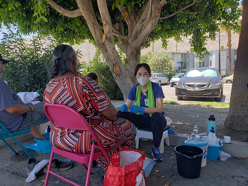 Caitlin Kim participates in the CSUSB Nursing Street Medicine program, which increases access to health care by serving the sheltered, unsheltered and other vulnerable populations in the Coachella Valley. 